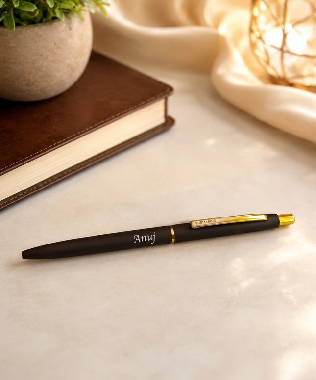 Submarine Engraved Sterling Brown Ball Pen