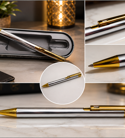 Silver And Golden Metal Pen