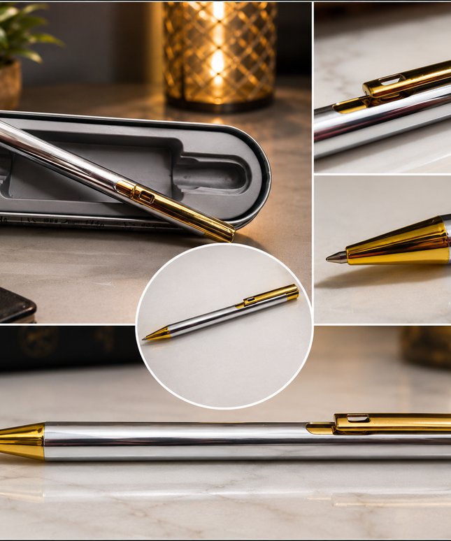 Silver And Golden Metal Pen