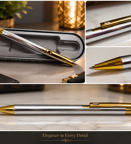 Silver And Golden Metal Pen