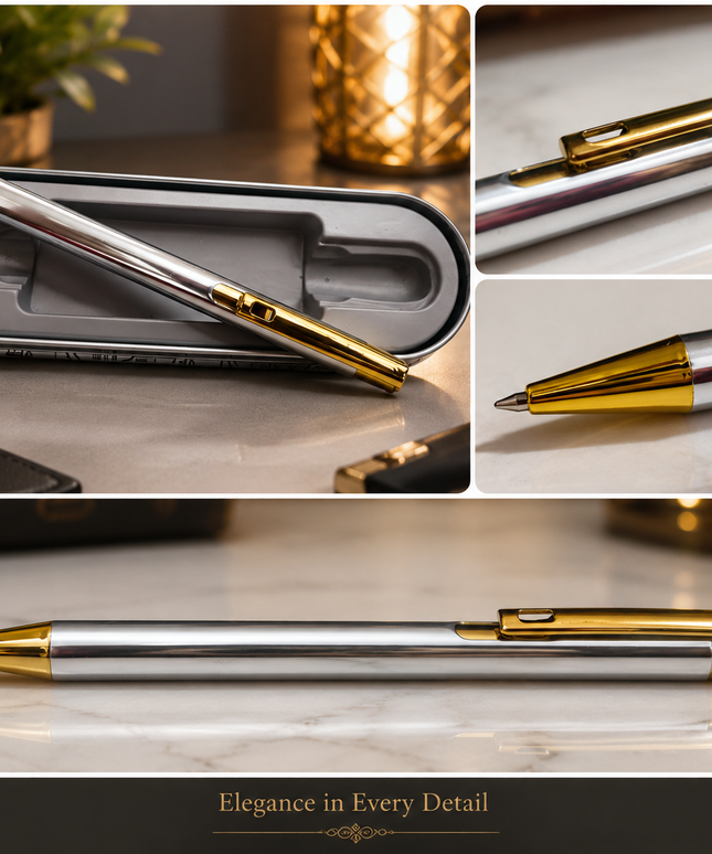 Silver And Golden Metal Pen