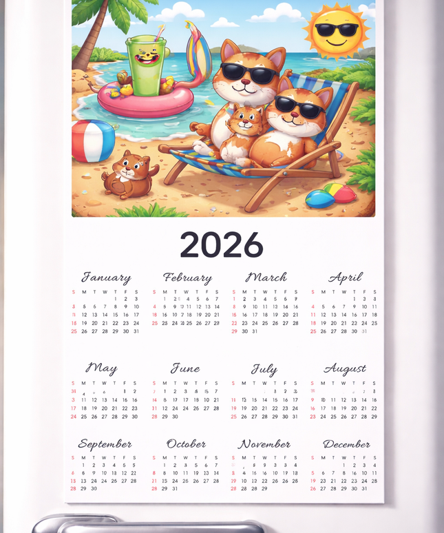 Photo calendar magnet vertical