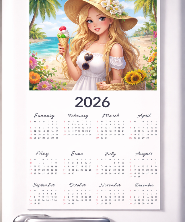 Photo calendar magnet vertical