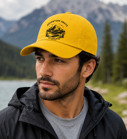 Embroidered cap yellow