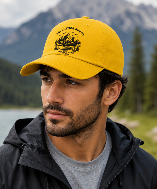 Embroidered cap yellow