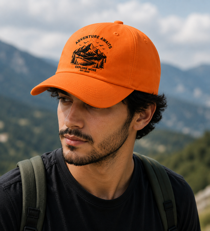 Embroidered Orange Cap