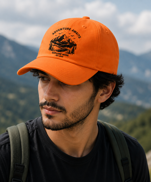 Embroidered Orange Cap