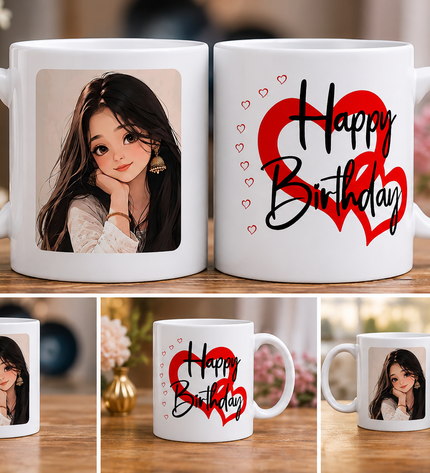 Happy Birthday Photo Mug -White