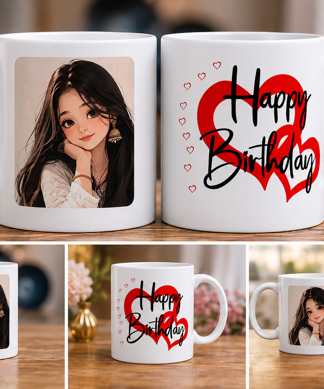 Happy Birthday Photo Mug -White
