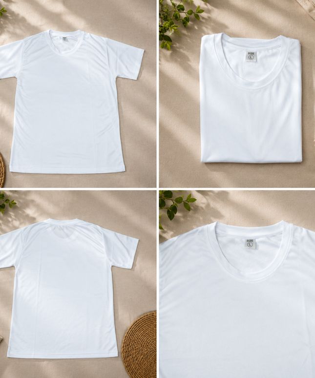 Round Neck Dry-fit Tshirt-White