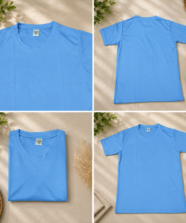 Round Neck Dry-fit Tshirt- Sky Blue