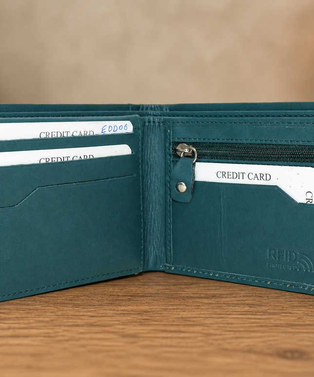 Two Fold With Card Extender Attachet-Aqua Green