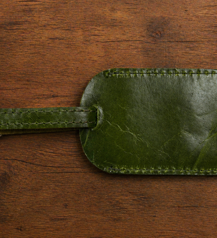Green-Leather Luggage Tag