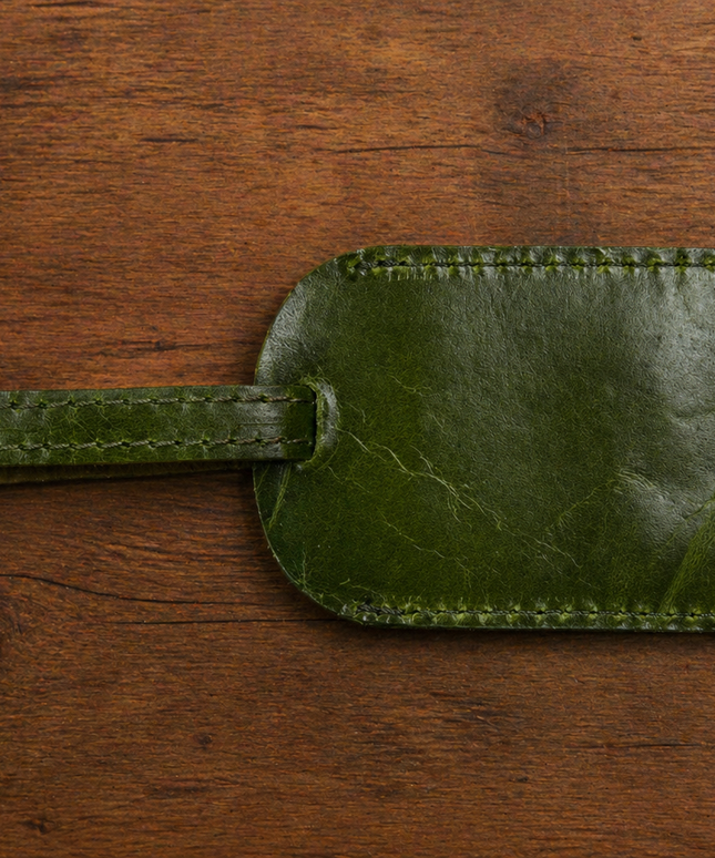 Green-Leather Luggage Tag