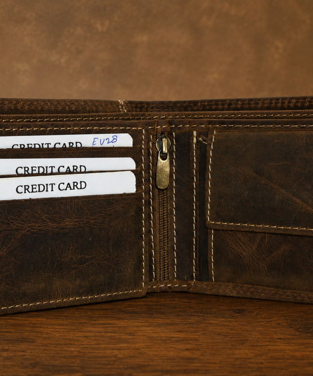 Outer Pocket Inside Zipper Wallet-Chocolate Brown