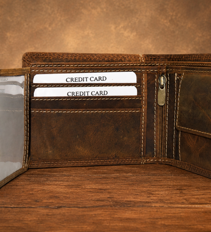 Outer Pocket Inside Zipper Wallet-Chocolate Brown