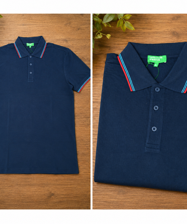U.C.B Embroidered  Polo Tshirt-Blue