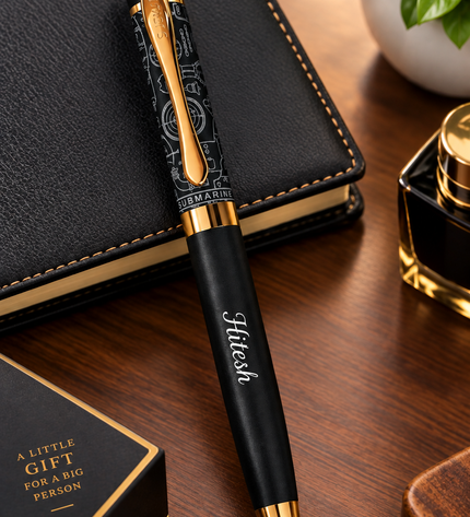 Submarine Textured with Crystal Top Roller Pen