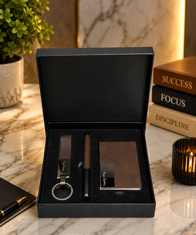 Pierre Cardin Card Holder Gift Set-Brown