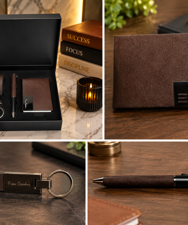 Pierre Cardin Card Holder Gift Set-Brown