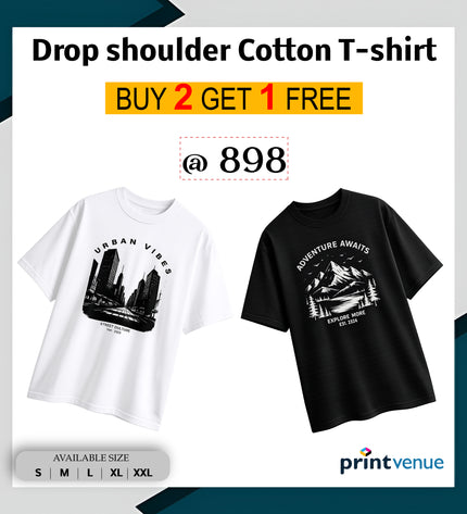 Drop shoulder Cotton T-shirt combo offer