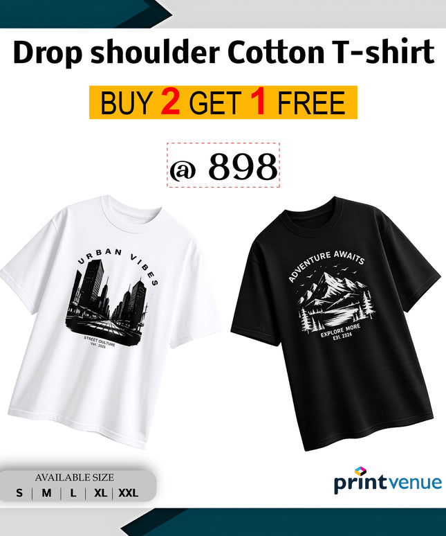 Drop shoulder Cotton T-shirt combo offer