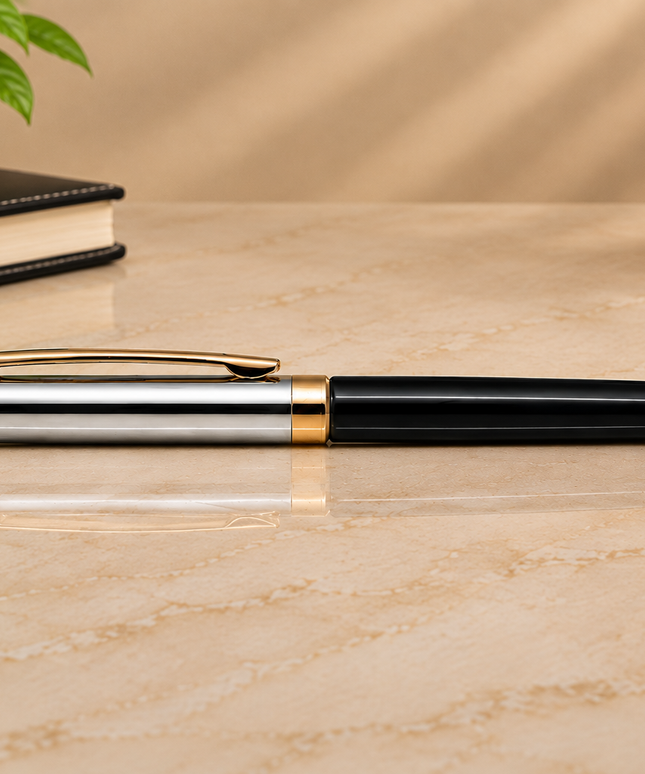 Legend Rose Black Gold Platted Roller Ball Pen