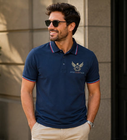 U.C.B Embroidered  Polo Tshirt-Blue