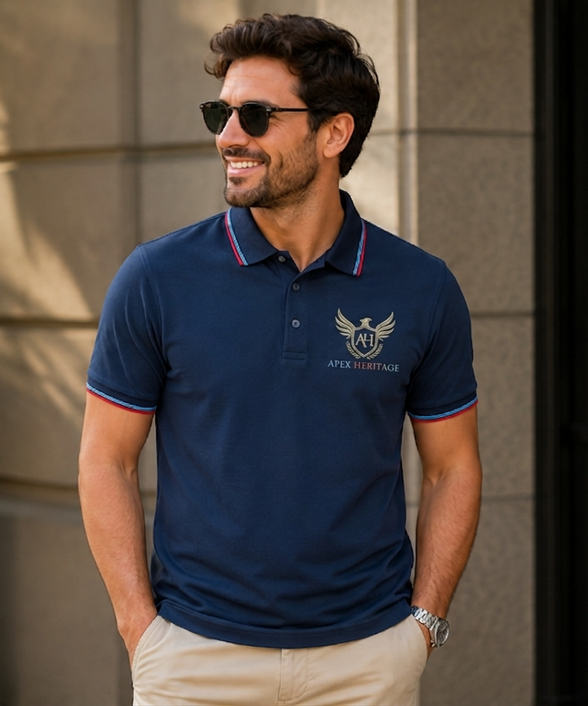 U.C.B Embroidered  Polo Tshirt-Blue