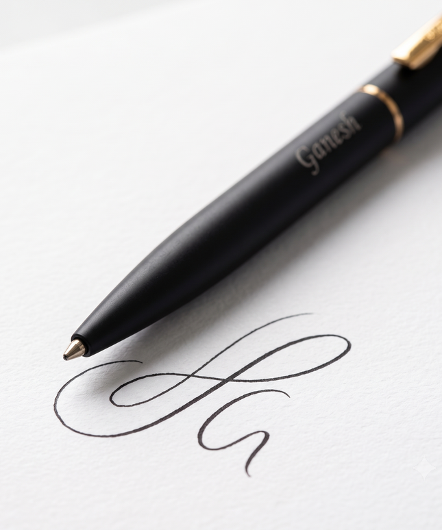 Submarine Engraved Sterling Black Ball Pen
