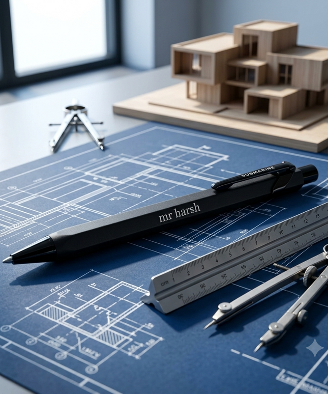 Submarine Engraved Caran Black Ball Pen