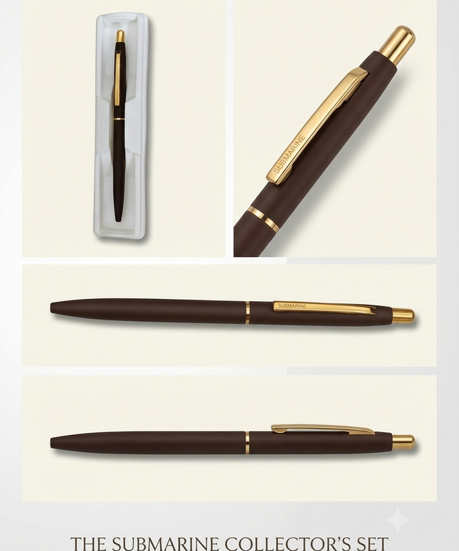 Submarine Engraved Sterling Brown Ball Pen