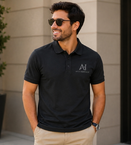 U.C.B Embroidered Polo Tshirt-Black