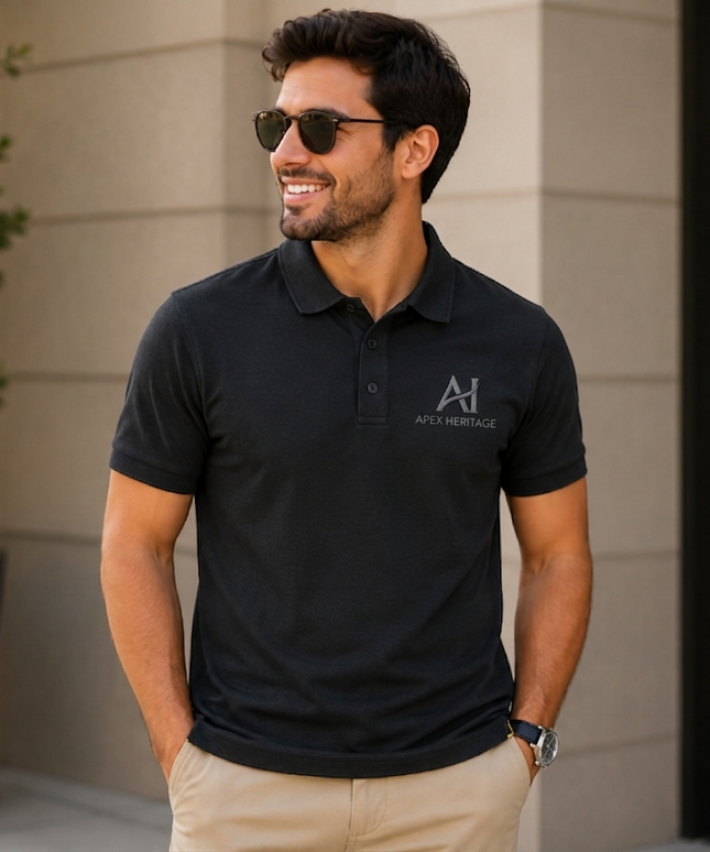U.C.B Embroidered Polo Tshirt-Black