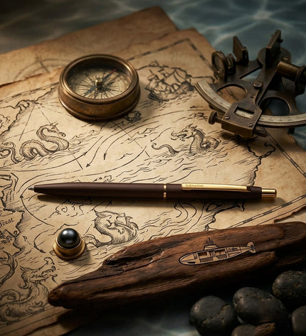 Submarine Engraved Sterling Brown Ball Pen
