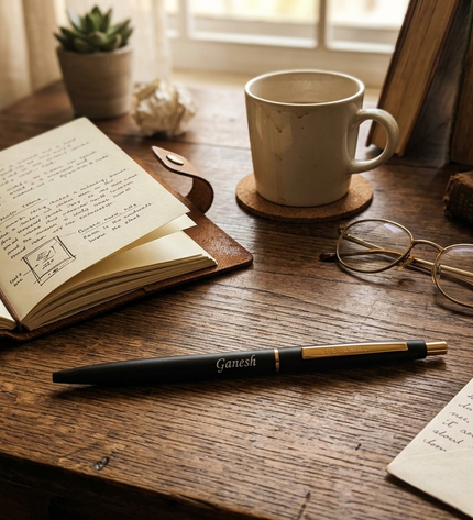 Submarine Engraved Sterling Black Ball Pen