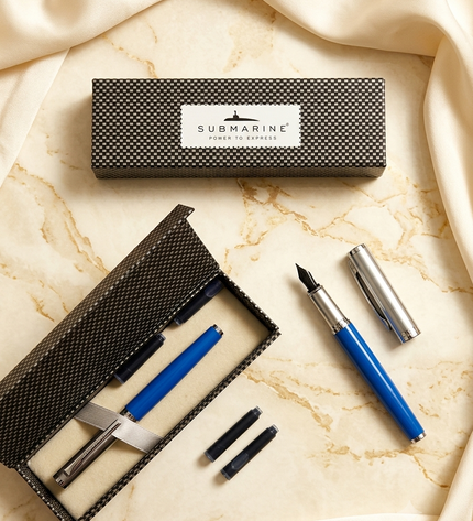 Submarine Engraved Blue  Fountain Pen