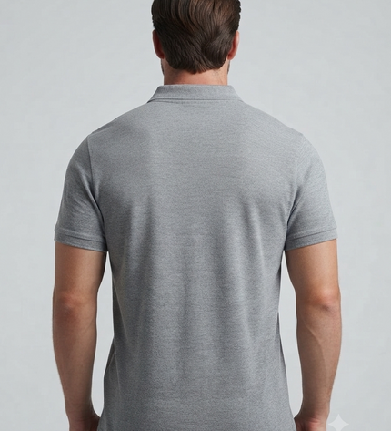 Embroidered Unisex Polo T-Shirt - Melange Grey