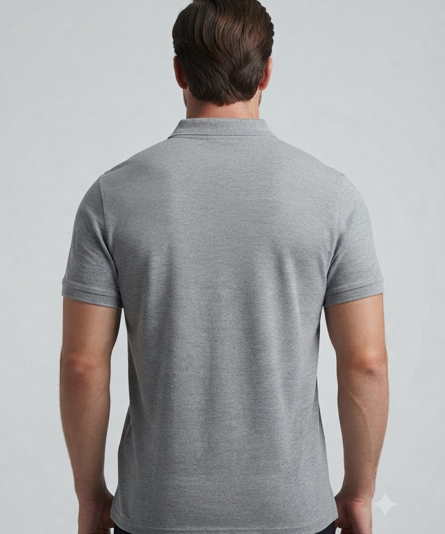 Embroidered Unisex Polo T-Shirt - Melange Grey