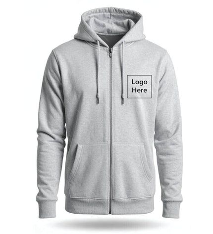 Embroidered Hoodie Sweatshirt Zippers - Grey