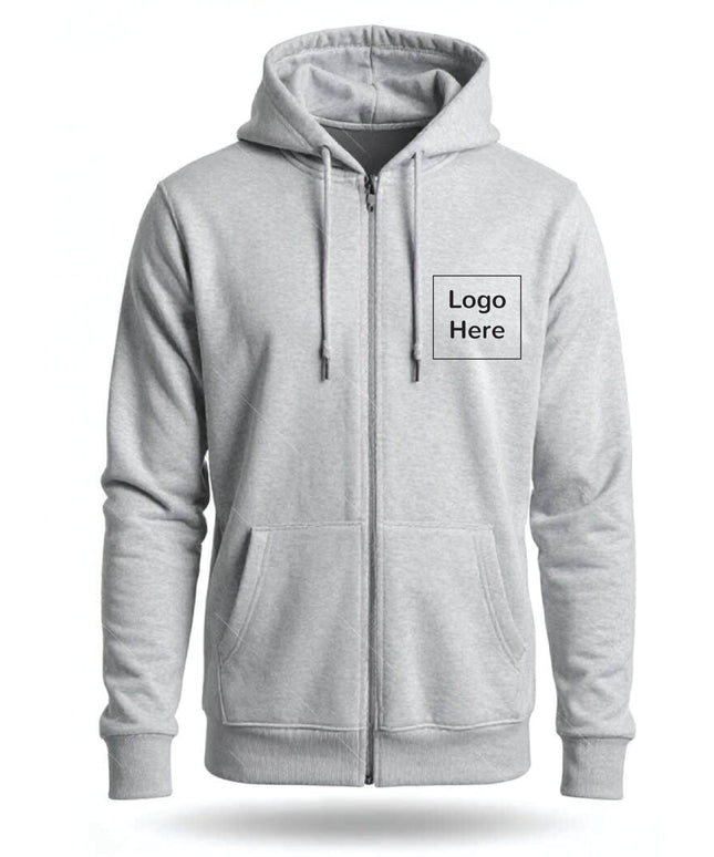 Embroidered Hoodie Sweatshirt Zippers - Grey