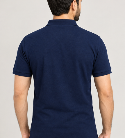 Embroidered Unisex Polo T-Shirt - Navy Blue
