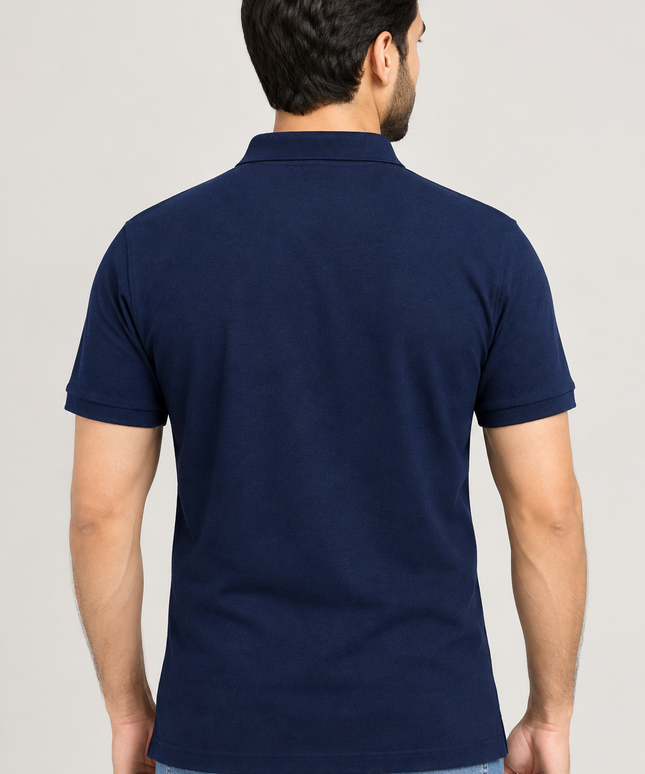 Embroidered Unisex Polo T-Shirt - Navy Blue
