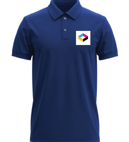 Embroidered Polo T-shirt - Navy Blue, Polycotton