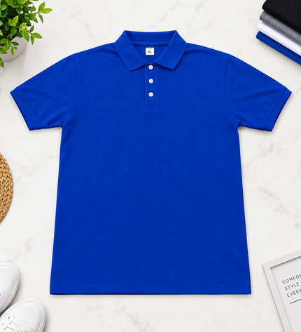 Embroidered Polo T-Shirt - Royal Blue