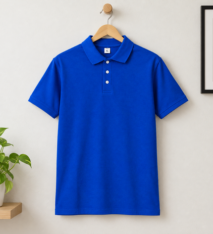Embroidered Polo T-Shirt - Royal Blue