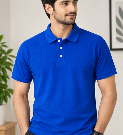 Embroidered Polo T-Shirt - Royal Blue