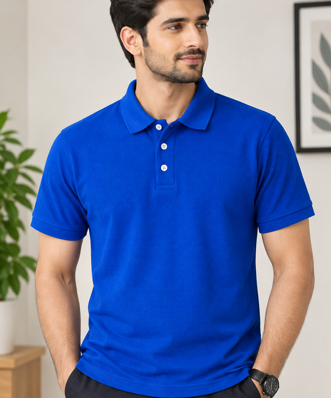 Embroidered Polo T-Shirt - Royal Blue