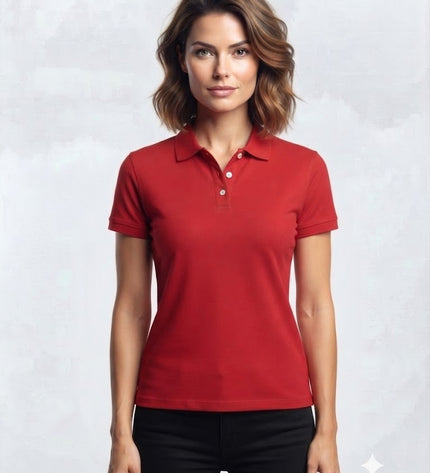 Embroidered Unisex Polo T-Shirt - Red