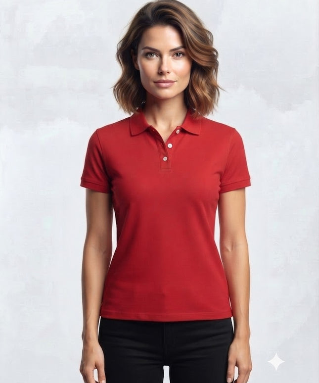 Embroidered Unisex Polo T-Shirt - Red